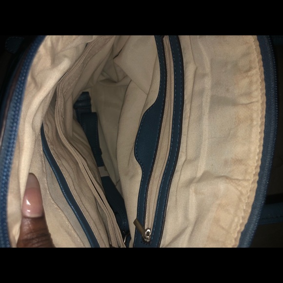 Blue and straw raffia satchel - Picture 2 of 3